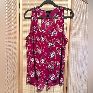 Wet Seal Raspberry Floral Scoop Neck Tank Top